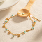 18K Gold Seabreeze Shell Double Chain Dainty Anklet