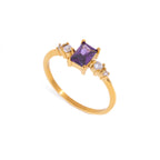 18K Gold Lavender Glow Februray Birthstone Dainty Stacking Ring