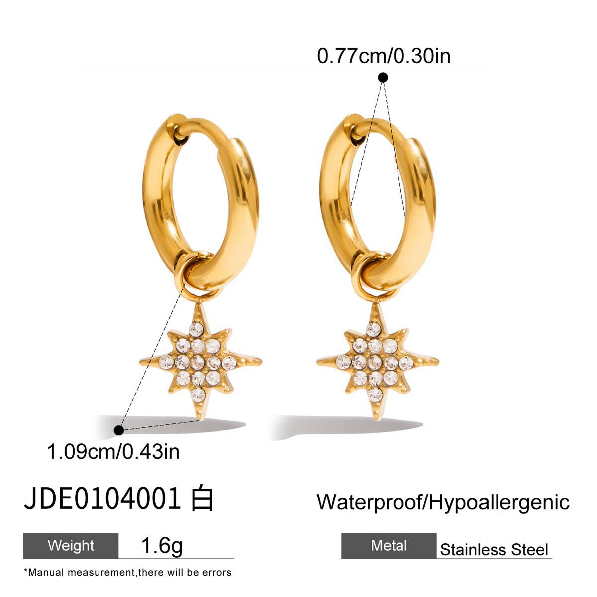 18K Gold Little Wonders Small Hoop Dangle Cartilage Huggie Earrings with Charm