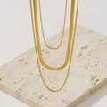 18K Gold Herringbone Snake Chain Layered Necklace