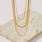18K Gold Herringbone Snake Chain Layered Necklace