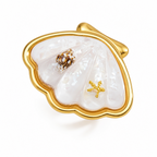 18K Gold Salt Air Seashell Pendant Necklace & Bangle Bracelet & Ring & Stud Earrings Set