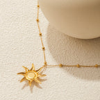 18K Gold Opal Forever Sun Pendant Statement Charm Necklace