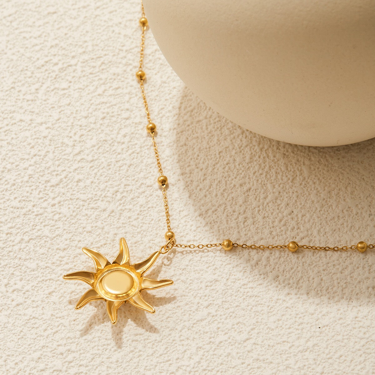 18K Gold Opal Forever Sun Pendant Statement Charm Necklace
