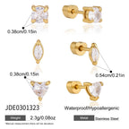 18K Gold Tiny Stars Flat Back Stud Nap Earrings Set
