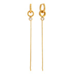 18K Gold Elite Long Drop Small Hoop Huggie Earrings