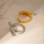 18K Gold Untamed Abstract Geometric CZ Stacking Ring