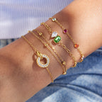 18K Gold Sweet Spark Dainty Chain Color Gem Bracelet Stack