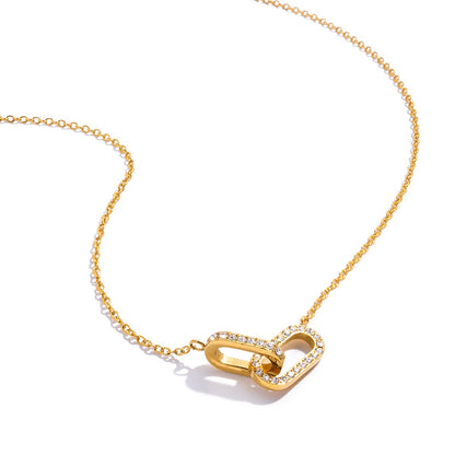 18K Gold Linked Desire Dainty Pendant CZ Necklace