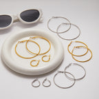 18K Gold and Silver Minimalist Essential Hoop Huggie Earrings