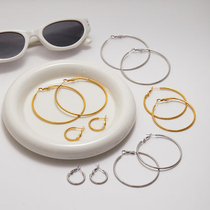 18K Gold and Silver Minimalist Essential Hoop Huggie Earrings