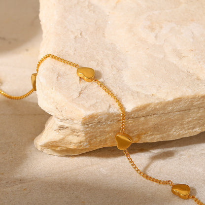 18K Gold Minimalist Heart Bracelet