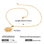 18K Gold Bling Sunflower CZ Pendant Necklace