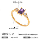 18K Gold Lavender Glow Februray Birthstone Dainty Stacking Ring