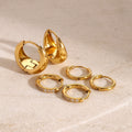 18K Gold Soft statement Small Hoop Huggie Earrings Set