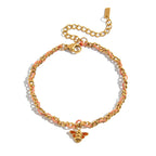 18K Gold Cozy String Chain Dainty Charm Bracelet