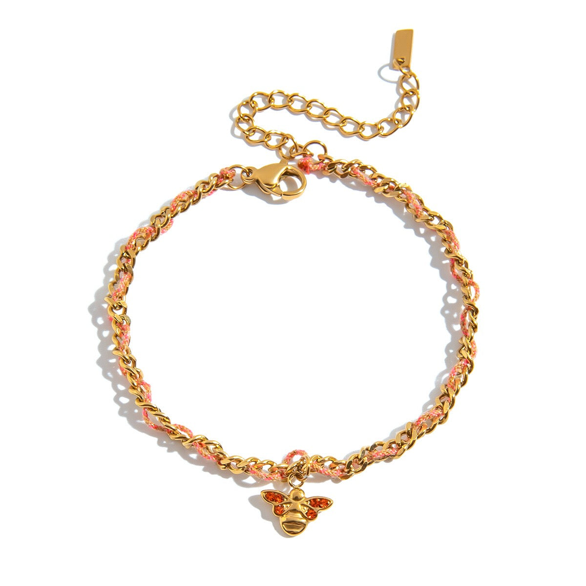 18K Gold Cozy String Chain Dainty Charm Bracelet
