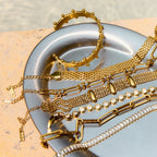 18K Gold Opulence Paperclip Chain Tennis Chunky Statement Bangle Bracelet Stack