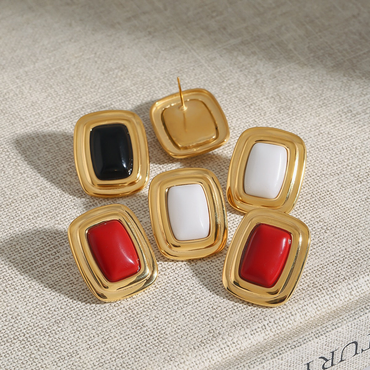 18K Gold Disco Rush Pop Color Statement Stud Earrings