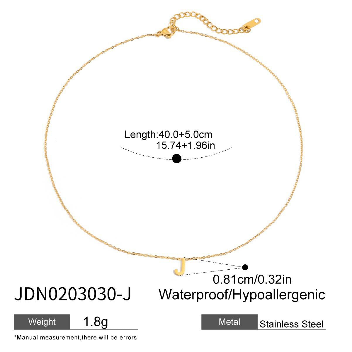 18K Gold Minimalist Initial Letter Dainty Chain Necklace