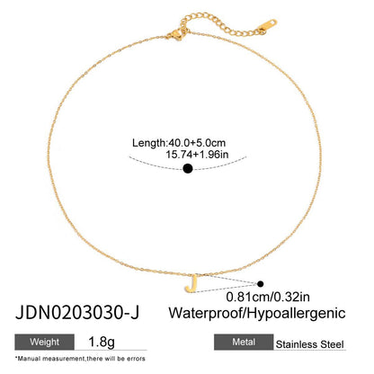 18K Gold Minimalist Initial Letter Dainty Chain Necklace