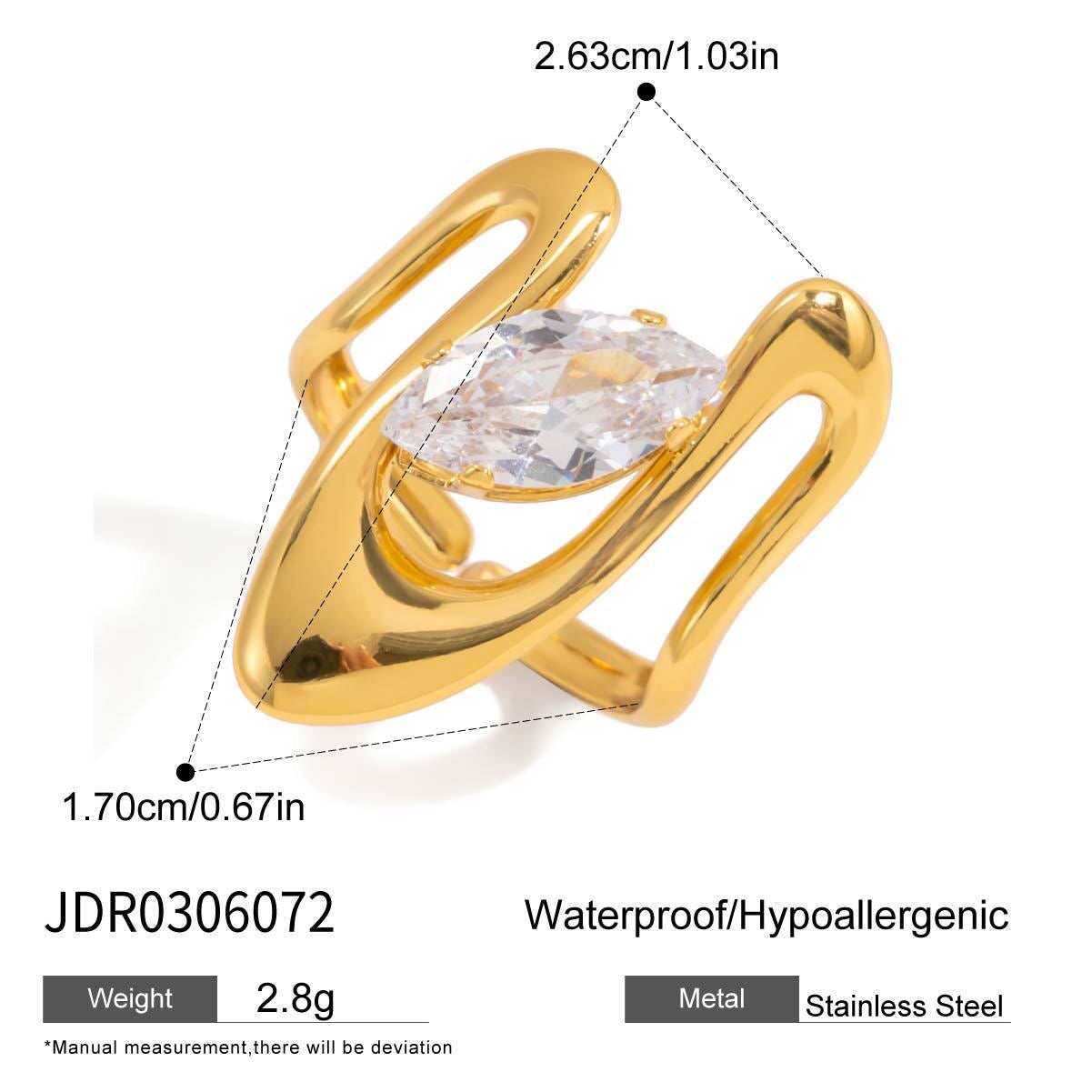 18K Gold Daily Glam Flower Heart CZ Statement Rings Set