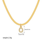 18K Gold Minimalist Glam Herringbone Chain Initial Dainty Necklace