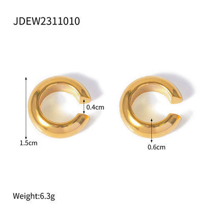 18K Gold Minimalist Bling Huggie Earrings Ear Cuffs Set