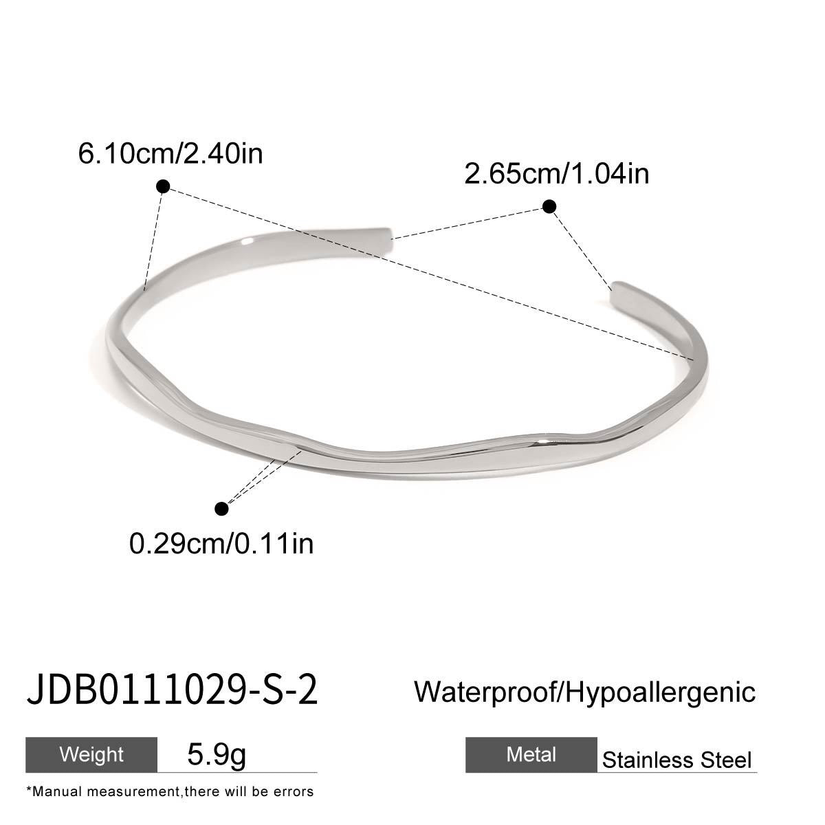 18K Gold Minimalist Edge Simple Wave Stacking Cuff Bangle Bracelet