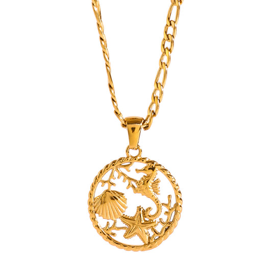 18K Gold Ocean Mythology Pendant Necklace