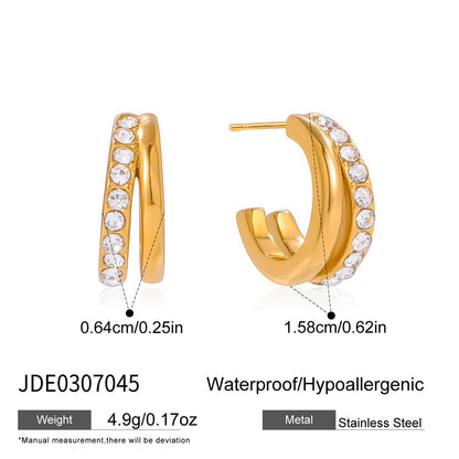 18K Gold Diamond Fever Huggie Earrings Ear Cuff Set