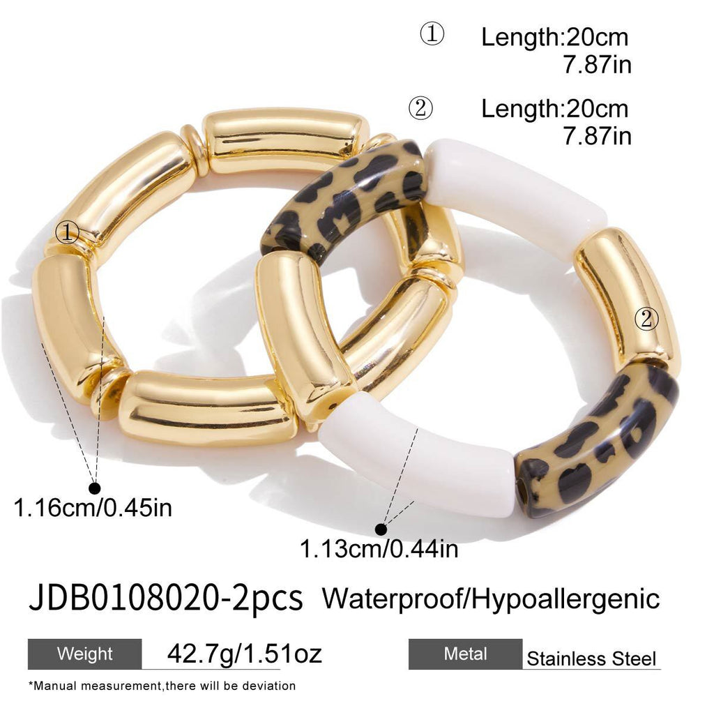 18K Gold Caramel Crush Statement Resin Bangle Bracelet Stacks