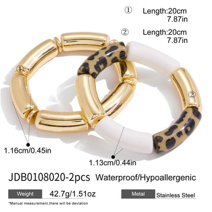 18K Gold Caramel Crush Statement Resin Bangle Bracelet Stacks