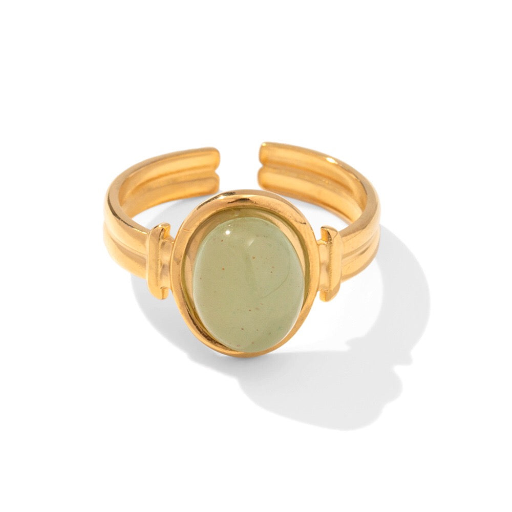 18K Gold Color Gemstone Statement Ring