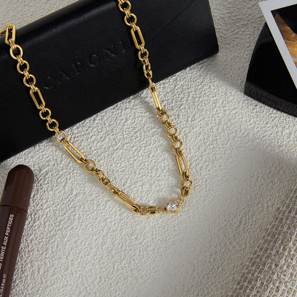 18K Gold One and Only Paperclip Circle Chain Long Necklace