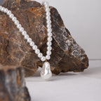 18K Gold Baroque Pearl Chain Statement Pendant Necklace