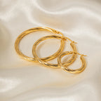 18K Gold Classic Textured Hoop Huggie Earrings