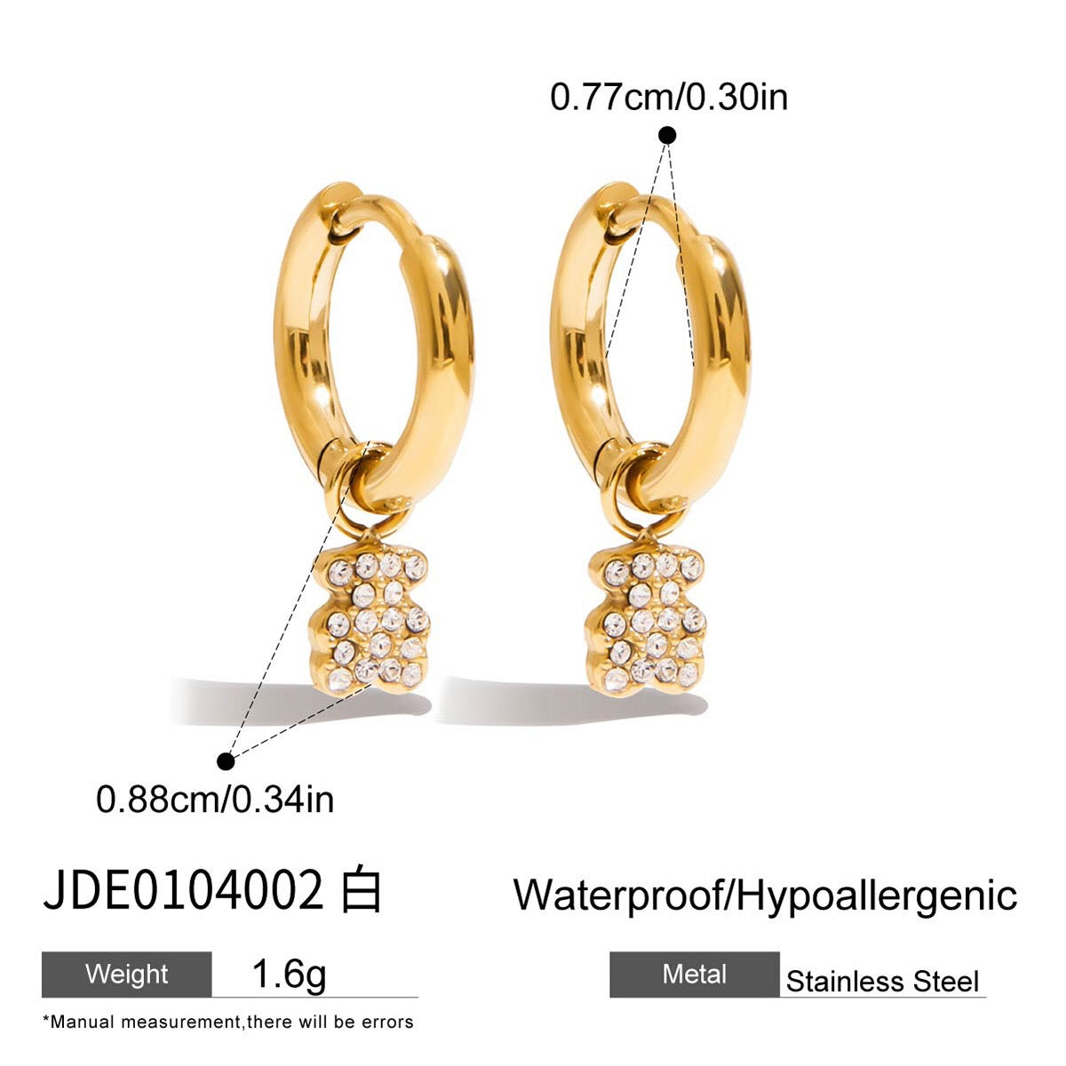 18K Gold Little Wonders Small Hoop Dangle Cartilage Huggie Earrings with Charm