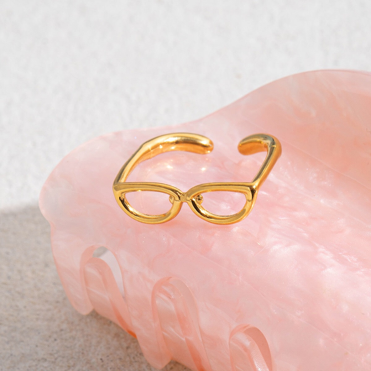 18K Gold Sexy Nerd Dainty Glasses Stacking Cuff Ring
