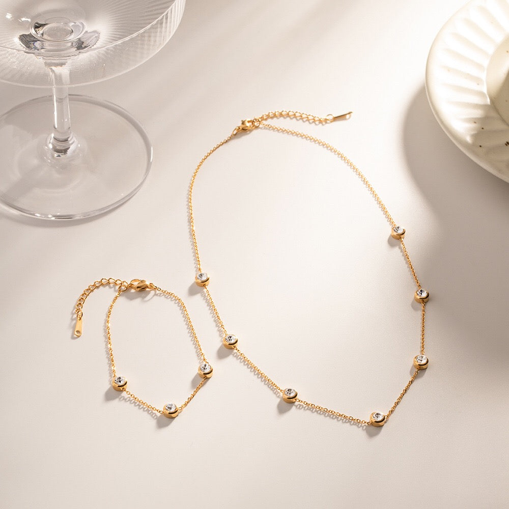 18K Gold Minimal Glow Dainty CZ Chain Necklace