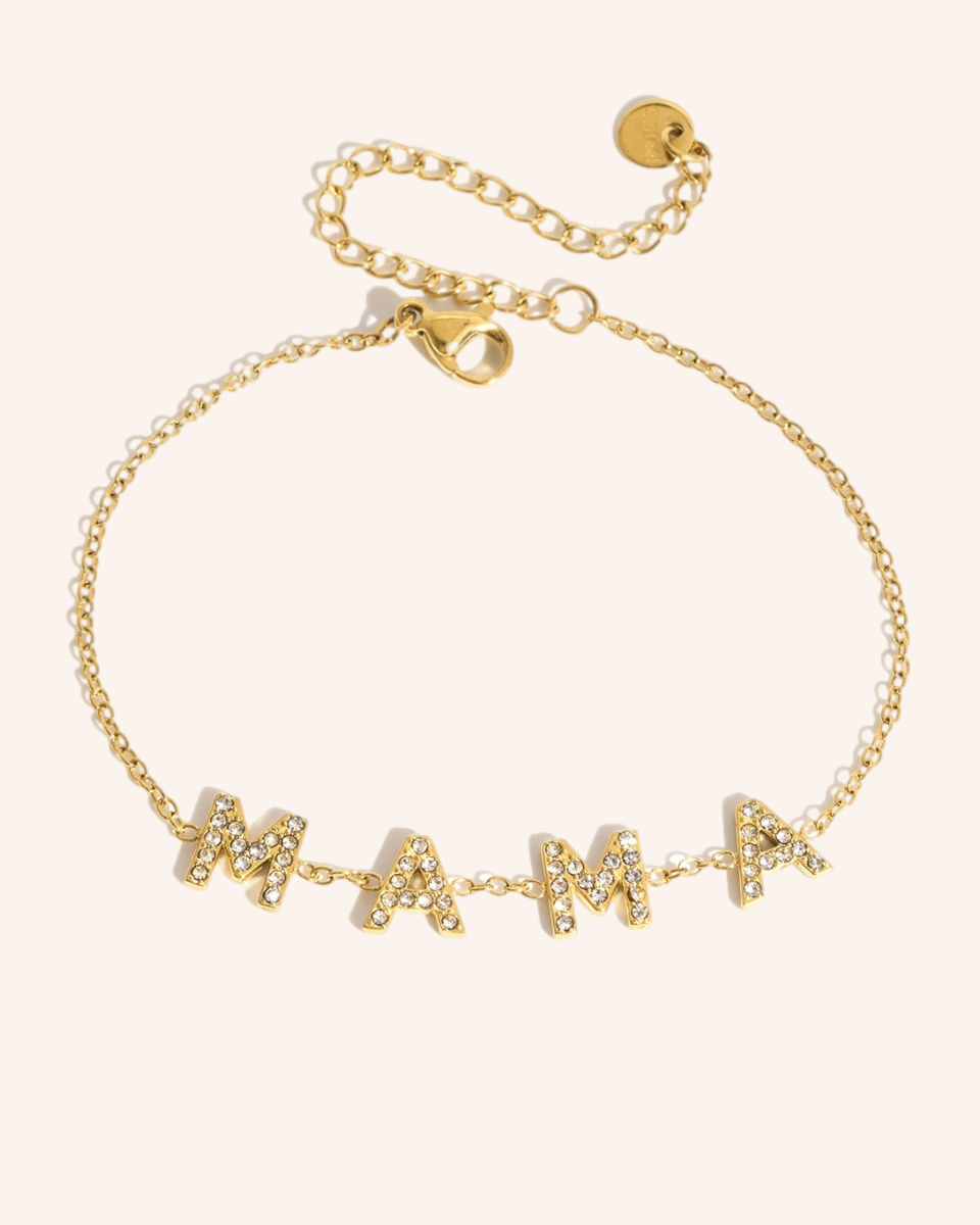18K Gold MAMA Minimalist Glam Dainty Chain Bracelet