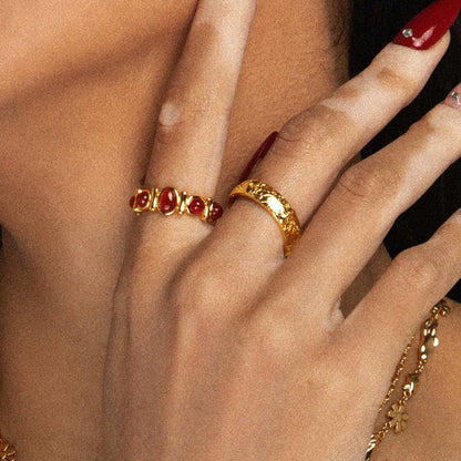 18K Gold Royal Tiger Eye Gemstone Stacking Ring