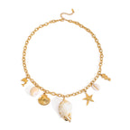18K Gold Summer Chunky Shell Charm Necklace