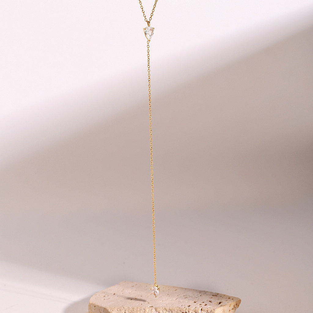 18K Gold Minimalist Lariat Necklace