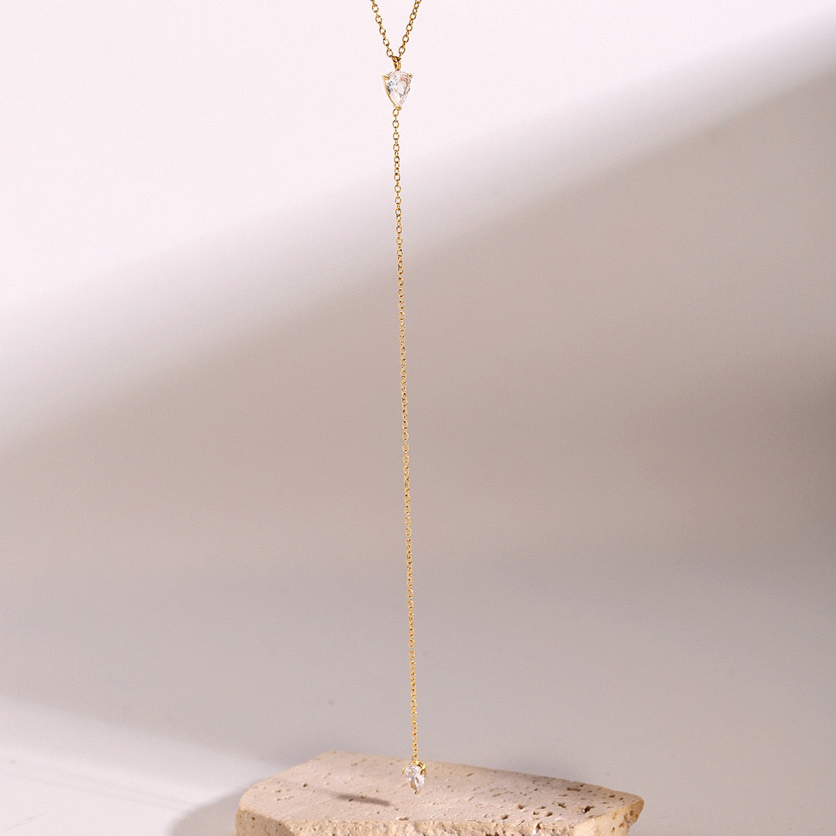 18K Gold Minimalist Lariat Necklace