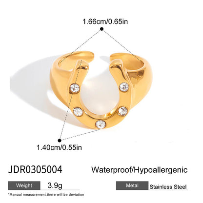 18K Gold Bling Horseshoe Statement Ring