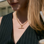 18K Gold and Silver Downtown T-Bar Statement Pendant Necklace