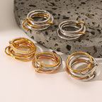 18K Gold and Silver Two Tone Connected Multi Layers Spinelli Trinity Stacking Rings