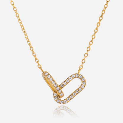 18K Gold Linked Desire Dainty Pendant CZ Necklace