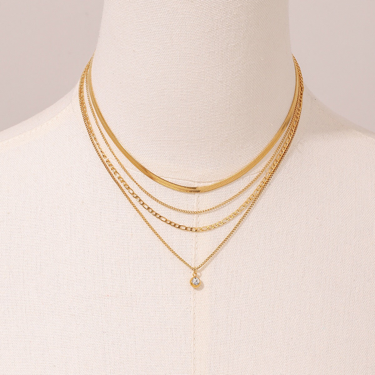 18K Gold North Star Various Chain Layered Necklace